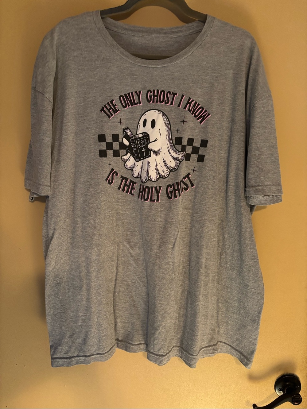 Women’s Gray Graphic Tee - "The Only Ghost I Know Is The Holy Ghost"
